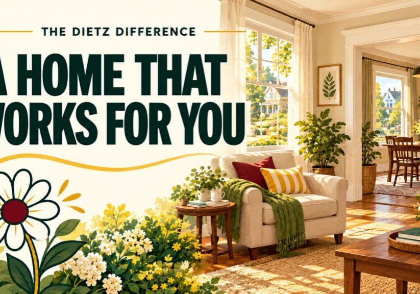 thumbnail image that says a home that works for you that shows the living room inside of a home