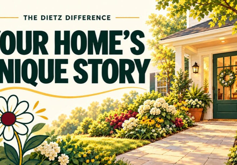 thumbnail image that shows the front door of the house and the words your home's unique story